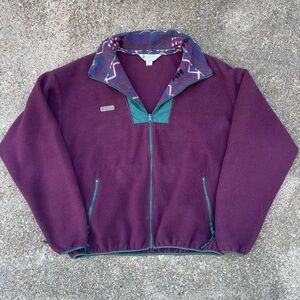 Columbia Purple Fleece Jacket with Patterned Collar